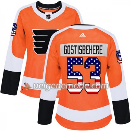 Dame Eishockey Philadelphia Flyers Trikot Shayne Gostisbehere 53 Adidas 2017-2018 Orange USA Flag Fashion Authentic